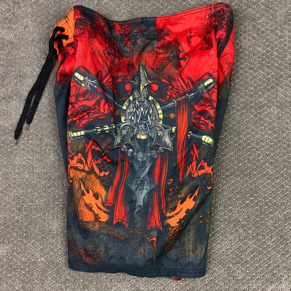 Vintage Y2K MMA Elite Board Shorts Swim Trunks Men's Medium Cobar Snake Dragon - Picture 4 of 12